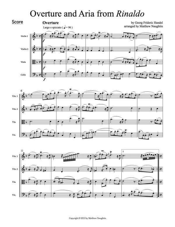 Overture and Aria from  Rinaldo  (G. F. Handel) For Discount