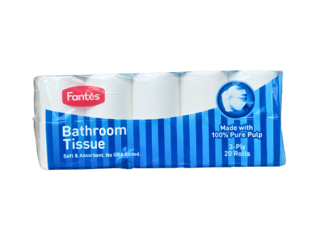 Fantes 3 ply 100% Pure Pulp Bathroom Tissue 20 rolls x 220s Sale