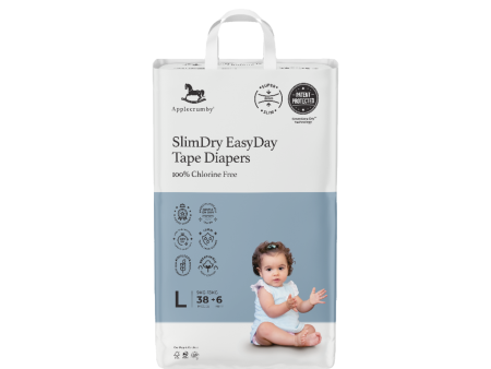 Applecrumby Slimdry Easyday Tape Diapers L38+6 Mega Discount