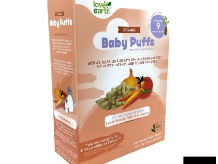 Love Earth Organic Baby Puffs Sprouted Brown Rice Carrot, Tomato & Onion 40g For Discount