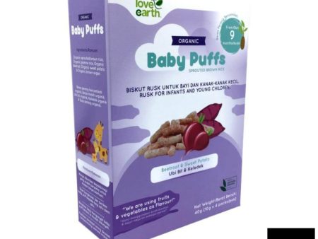 Love Earth Organic Baby Puffs Sprouted Brown Rice Beetroot & Sweet Potato 40g Fashion