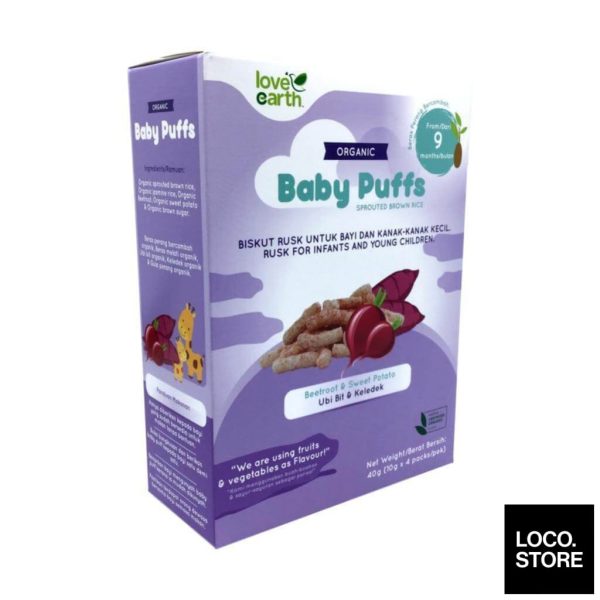 Love Earth Organic Baby Puffs Sprouted Brown Rice Beetroot & Sweet Potato 40g Fashion