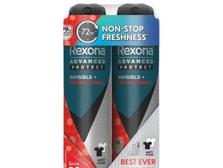 Rexona Deodorant Spray Men - Invisible + Antibac (Twin Pack) 135ml X 2 on Sale